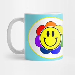 Rainbow Flower Smiley Face Mug